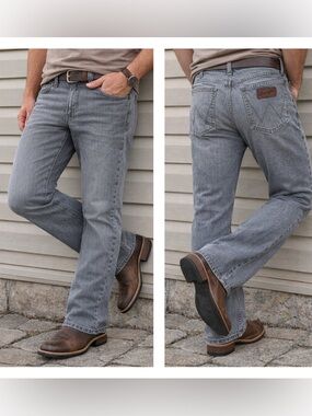 Wrangler Retro Slim Boot Men’s Gray Jeans 33x31 Bootcut Stretch Denim